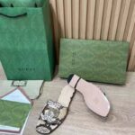 Gucci Women Interlocking G Cut Out Slide Sandal Beige Black Python Print Leather Flat – Bild 9