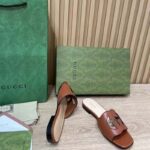 Gucci Women Interlocking G Cut Out Slide Sandal Cuir Leather Flat – Bild 7