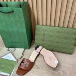 Gucci Women Interlocking G Cut Out Slide Sandal Cuir Leather Flat – Bild 9