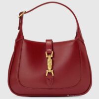 Gucci Women Jackie 1961 Mini Shoulder Bag Red Leather Gold-Toned Hardware