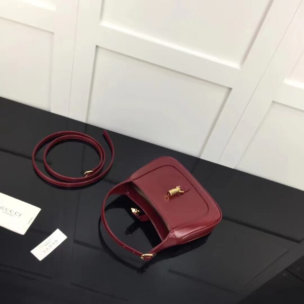 Gucci Women Jackie 1961 Mini Shoulder Bag Red Leather Gold-Toned Hardware (4)