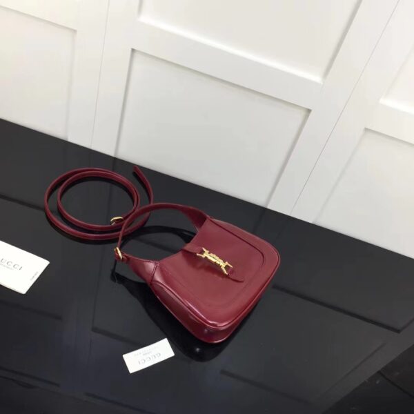 Gucci Women Jackie 1961 Mini Shoulder Bag Red Leather Gold-Toned Hardware (6)