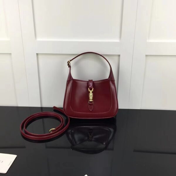 Gucci Women Jackie 1961 Mini Shoulder Bag Red Leather Gold-Toned Hardware (9)
