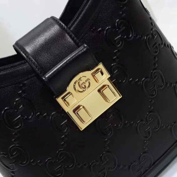 Gucci Women Small GG Shoulder Bag Black Debossed GG Leather (4)