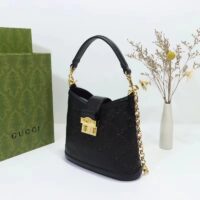 Gucci Women Small GG Shoulder Bag Black Debossed GG Leather (8)