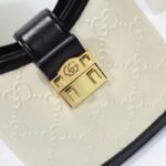 Gucci Women Small GG Shoulder Bag White Debossed GG Leather - immagine 7