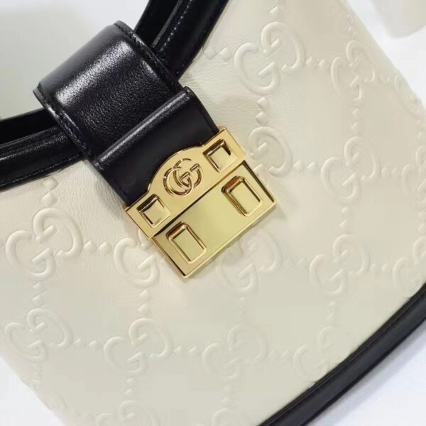 Gucci Women Small GG Shoulder Bag White Debossed GG Leather (11)