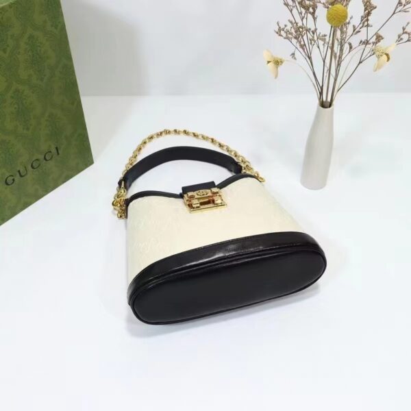 Gucci Women Small GG Shoulder Bag White Debossed GG Leather (4)