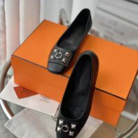 Hermes Women Danseuse Ballet Flat in Calfskin Leather-Black (1)