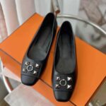 Hermes Women Danseuse Ballet Flat in Calfskin Leather-Black – Image 3