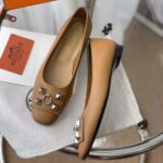 Hermes Women Danseuse Ballet Flat in Calfskin Leather-Brown - Image 5
