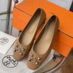 Hermes Women Danseuse Ballet Flat in Calfskin Leather-Brown - Image 3