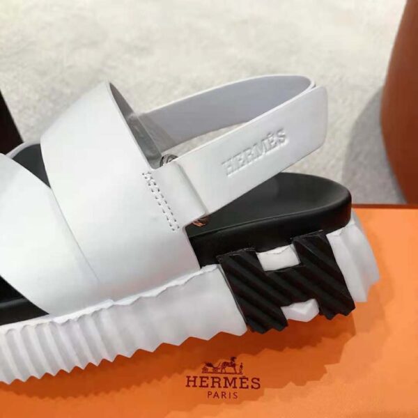Hermes Women Electric Sandal in Calfskin-White (7)