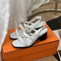 Hermes Women Eve 60 Sandal in Calfskin Leather-White (1)