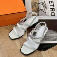 Hermes Women Eve 60 Sandal in Calfskin Leather-White (1)