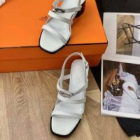 Hermes Women Eve 60 Sandal in Calfskin Leather-White (1)