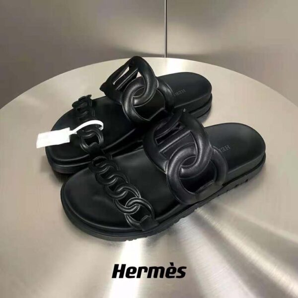 Hermes Women Extra Sandal in Nappa Leather-Black (10)