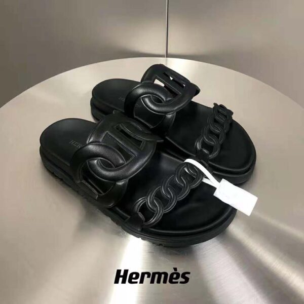 Hermes Women Extra Sandal in Nappa Leather-Black (2)