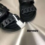 Hermes Women Extra Sandal in Nappa Leather-Black - Image 10