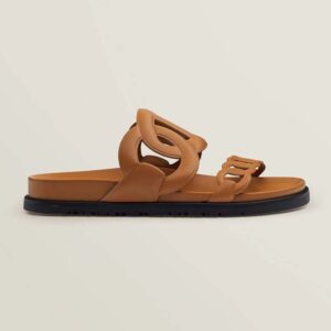 Hermes Women Extra Sandal in Nappa Leather-Brown