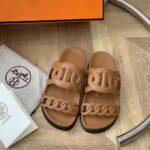 Hermes Women Extra Sandal in Nappa Leather-Brown – Image 2