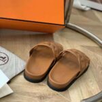 Hermes Women Extra Sandal in Nappa Leather-Brown – Image 8