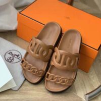 Hermes Women Extra Sandal in Nappa Leather-Brown (1)