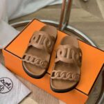 Hermes Women Extra Sandal in Nappa Leather-Brown – Image 3