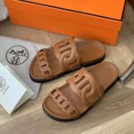 Hermes Women Extra Sandal in Nappa Leather-Brown – Image 4