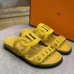 Hermes Women Extra Sandal in Suede Goatskin-Yellow – Image 4