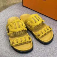 Hermes Women Extra Sandal in Suede Goatskin-Yellow (1)