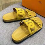 Hermes Women Extra Sandal in Suede Goatskin-Yellow – Image 6