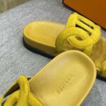 Hermes Women Extra Sandal in Suede Goatskin-Yellow – Image 9