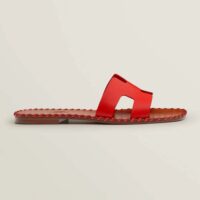 Hermes Women Oran Sandal in Braided Calfskin with Iconic H Cut-Out-Red (1)