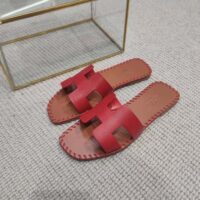 Hermes Women Oran Sandal in Braided Calfskin with Iconic H Cut-Out-Red (1)