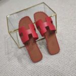 Hermes Women Oran Sandal in Braided Calfskin with Iconic H Cut-Out-Red - Image 5