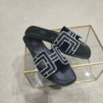 Hermes Women Oran Sandal in Suede Goatskin-Black - Image 6