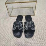 Hermes Women Oran Sandal in Suede Goatskin-Black - Image 2