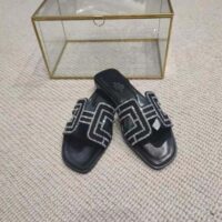 Hermes Women Oran Sandal in Suede Goatskin-Black (1)