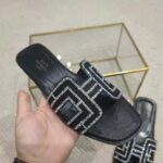 Hermes Women Oran Sandal in Suede Goatskin-Black - Image 9