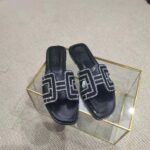 Hermes Women Oran Sandal in Suede Goatskin-Black - Image 4