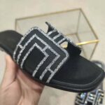 Hermes Women Oran Sandal in Suede Goatskin-Black - Image 8