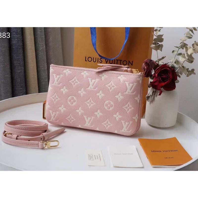 Louis Vuitton Double Zip Pochette Monogram Empreinte Candy Pink