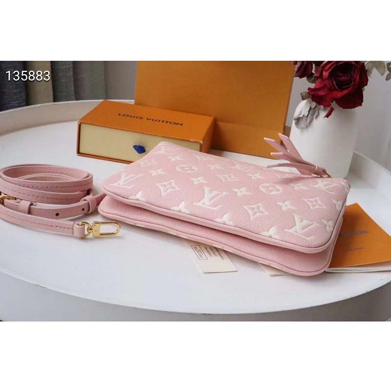 New Louis Vuitton Pink Double Zip Pochette Empreinte Crossbody Bag