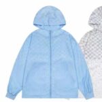 Coupe-vent Louis Vuitton LV Homme Damier Spread Polyester Bleu Coupe Regular