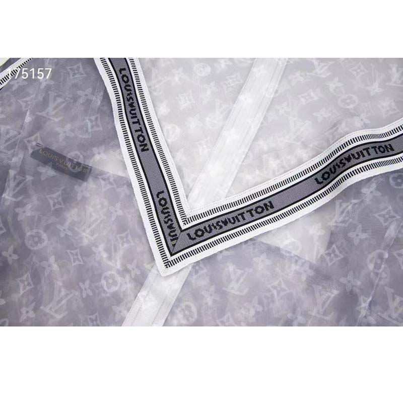 Louis Vuitton Grey Organza Monogram Mesh Track Jacket