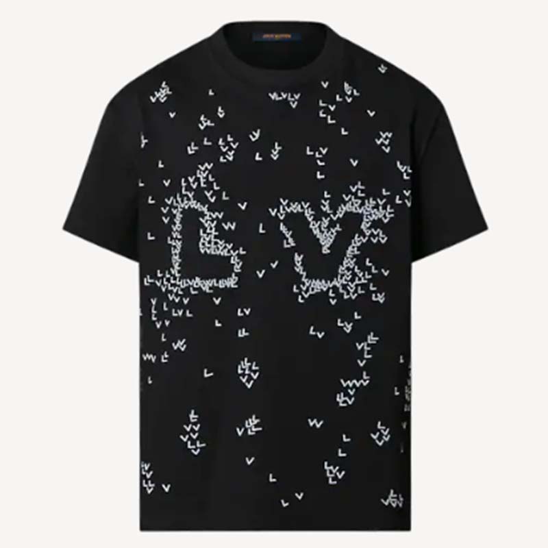 Men's Lv Spread Embroidery Logo T-Shirt Black Size S – Label Source