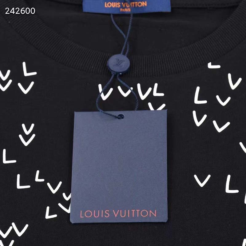 LOUIS VUITTON 1AA53Z Spread embroidery T-Shirt XL Black X White Auth Men  Used