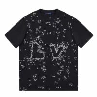 Louis Vuitton LV Men Spread Embroidered T-Shirt Cotton Black Regular Fit (1)