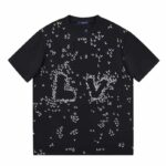 Louis Vuitton LV Men Spread Embroidered T-Shirt Cotton Black Regular Fit